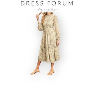 Cream Green Long Sleeve Fairycore Maxi Dress by Dress Forum Los Angeles size S